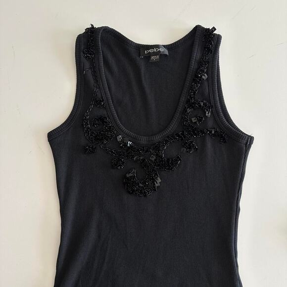 Bebe black sequin tank top - Picture 5 of 11